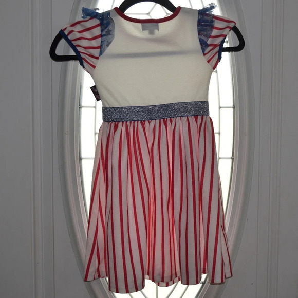 JOJO'S CLOSET Stars and Strips Americana Baseball Dress Size 4/5 - Picture 2 of 4